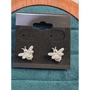 Sterling Silver Bee Earrings – 925 Studs with Pave Wings, Nature-Inspired Insect